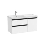 Mueble base asimétrico con dos cajones una puerta y lavabo plus a la izquierda 100x46x57 cm Roca