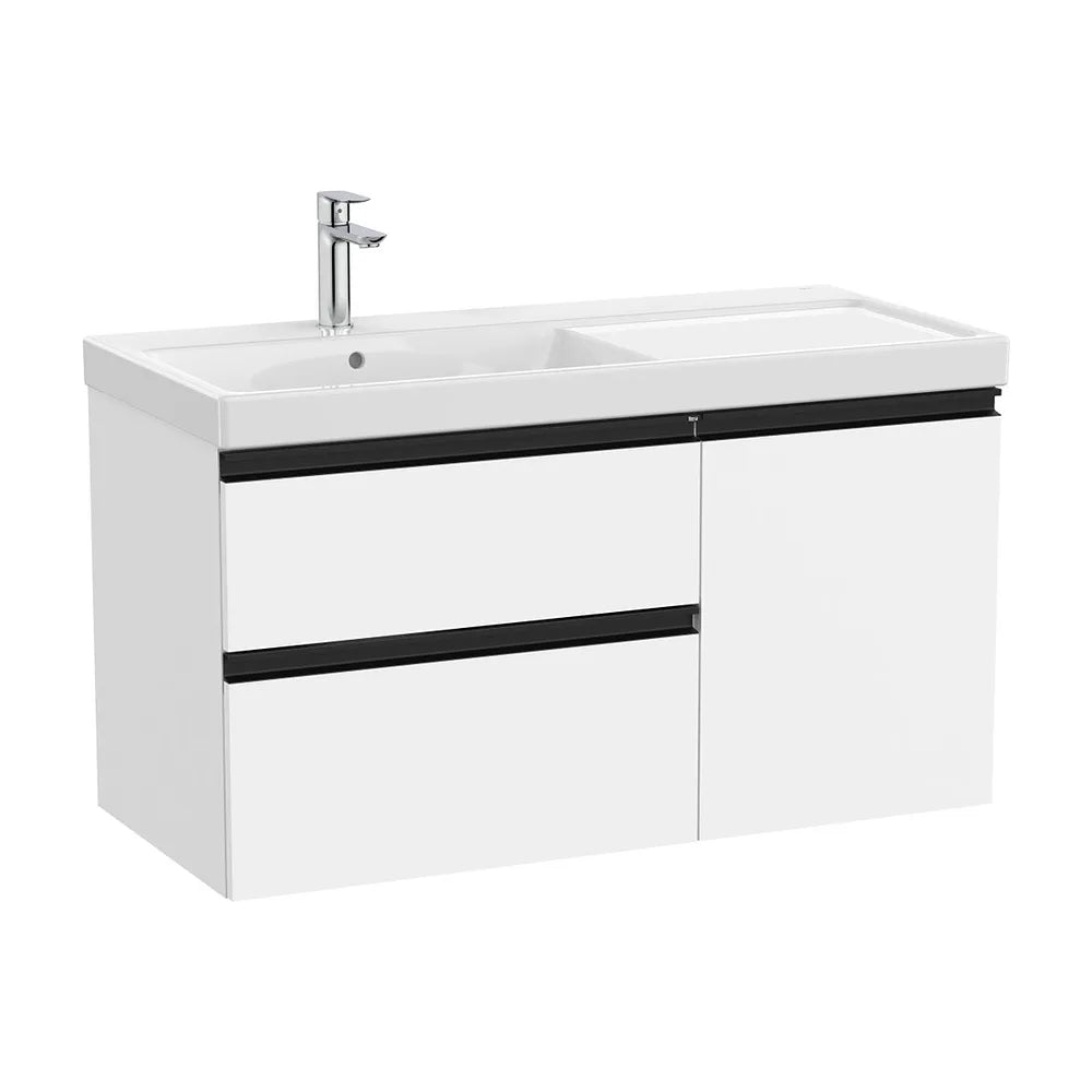 Mueble base asimétrico con dos cajones una puerta y lavabo plus a la izquierda 100x46x57 cm Roca - Vista 2