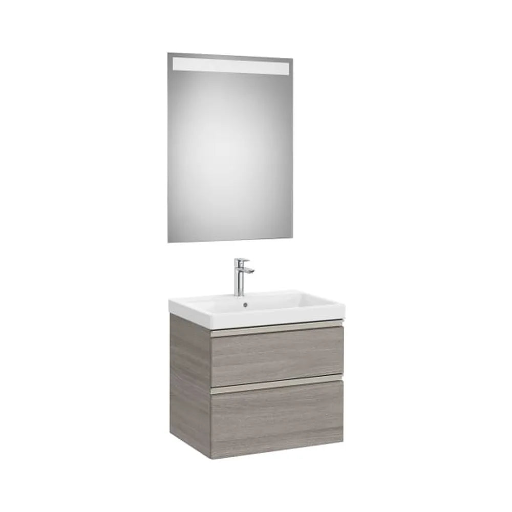 Mueble Base 2 Cajones Lavabo Plus Centrado Espejo Led 60x46x57cm Colección The Gap Roca - Vista 1