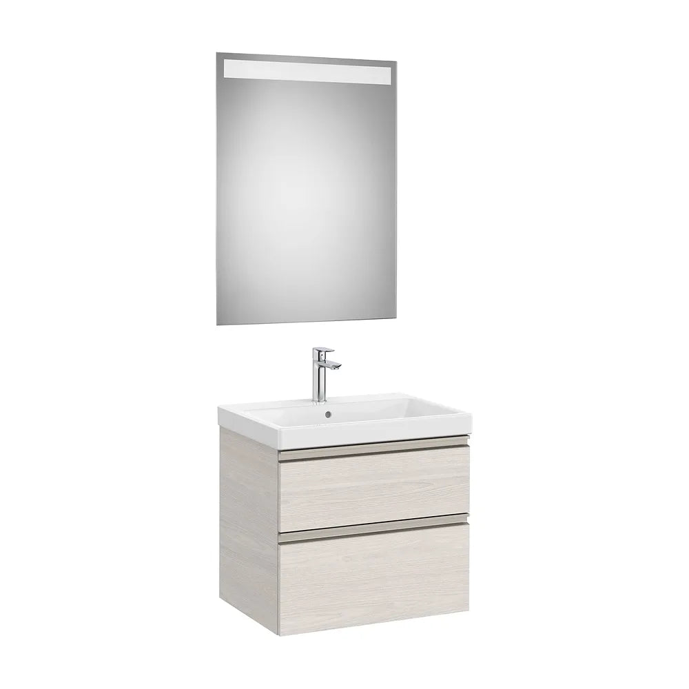 Pack mueble base dos cajones lavabo plus centrado espejo LED Eidos 60x46x57 cm Roca - Vista 2