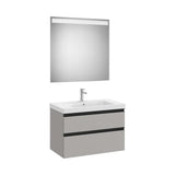 Pack mueble base dos cajones lavabo plus centrado espejo LED Eidos 80x46x57 cm Roca