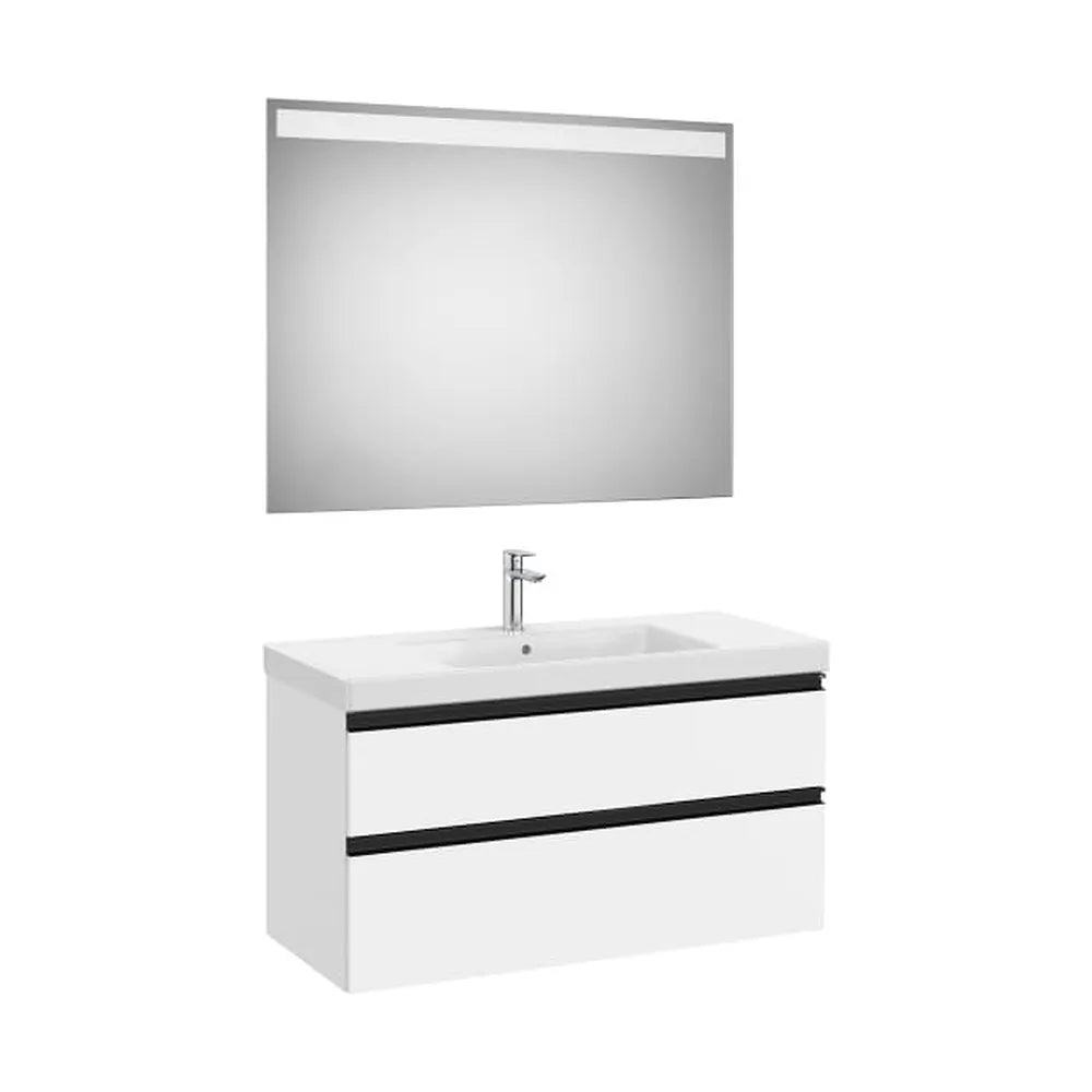 Mueble Base 2 Cajones Lavabo Plus Centrado Espejo Led 100x46x57cm Colección The Gap Roca - Vista 1