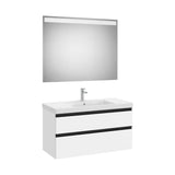 Mueble Base 2 Cajones Lavabo Plus Centrado Espejo Led 100x46x57cm Colección The Gap Roca