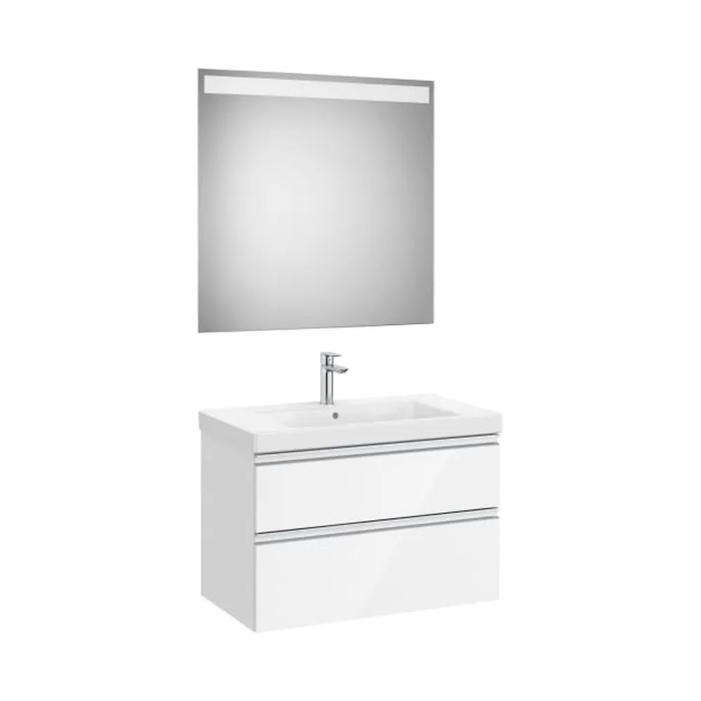Pack mueble base dos cajones lavabo plus centrado espejo LED 80x46x57 cm Roca - Vista 1