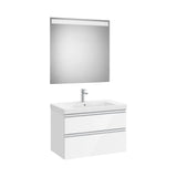 Pack mueble base dos cajones lavabo plus centrado espejo LED 80x46x57 cm Roca