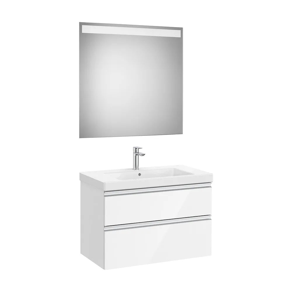 Pack mueble base dos cajones lavabo plus centrado espejo LED 80x46x57 cm Roca - Vista 2