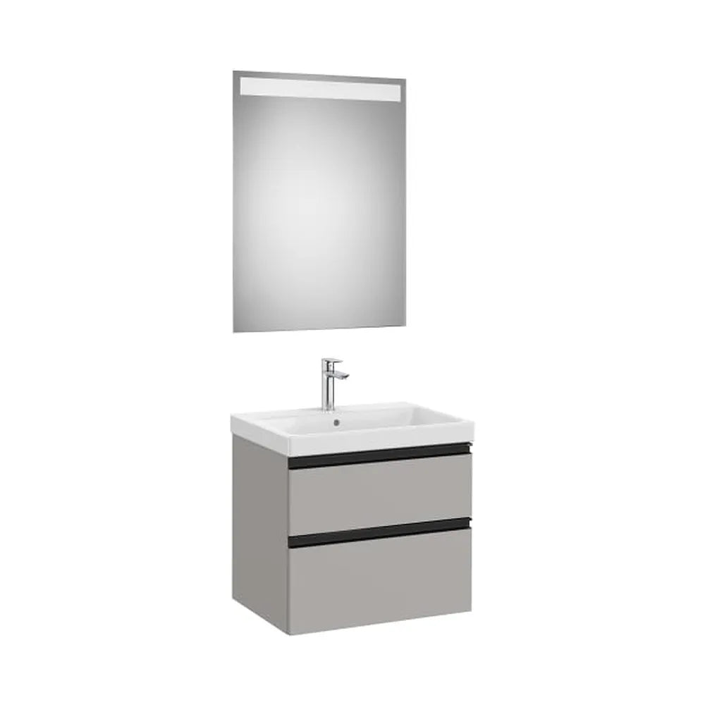 Pack mueble base dos cajones lavabo plus centrado espejo LED Eidos 60x46x57 cm Roca - Vista 1