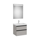 Pack mueble base dos cajones lavabo plus centrado espejo LED Eidos 60x46x57 cm Roca