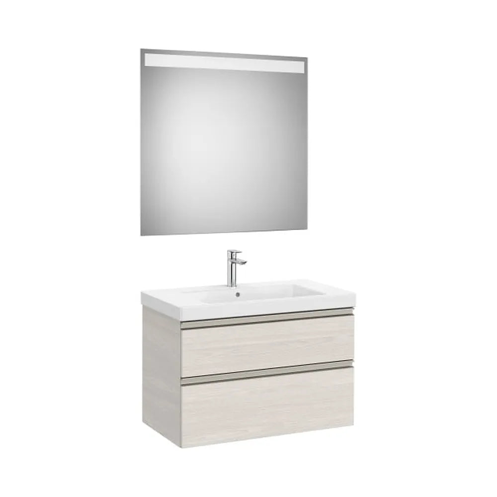 Pack mueble base dos cajones lavabo plus centrado espejo LED 80x46x57 cm Roca - Vista 1