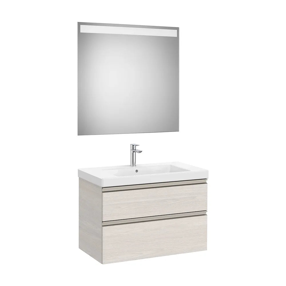 Pack mueble base dos cajones lavabo plus centrado espejo LED 80x46x57 cm Roca - Vista 2