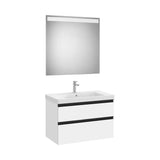 Pack mueble base dos cajones lavabo plus centrado espejo LED 80x46x57 cm Roca