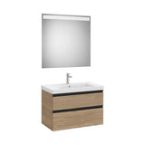 Pack mueble base dos cajones lavabo plus centrado espejo LED 80x46x57 cm Roca