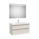 Pack mueble base dos cajones lavabo plus centrado espejo LED Eidos 100x46x57 cm Roca