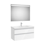 Pack mueble base dos cajones lavabo plus centrado espejo LED 100x46x57 cm Roca