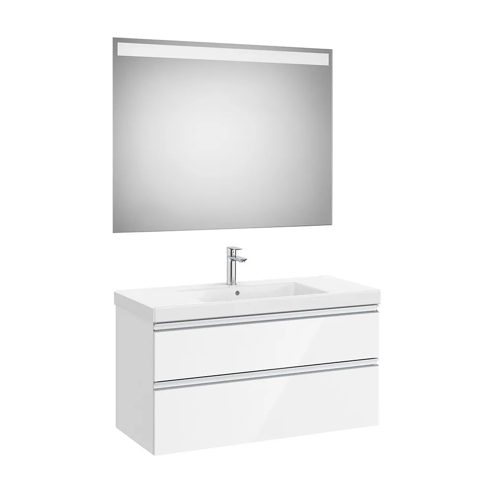 Pack mueble base dos cajones lavabo plus centrado espejo LED 100x46x57 cm Roca - Vista 2