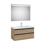 Pack mueble base dos cajones lavabo plus centrado espejo LED 100x46x57 cm Roca