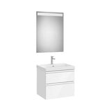 Pack mueble base dos cajones lavabo plus centrado espejo LED 60x46x57 cm Roca
