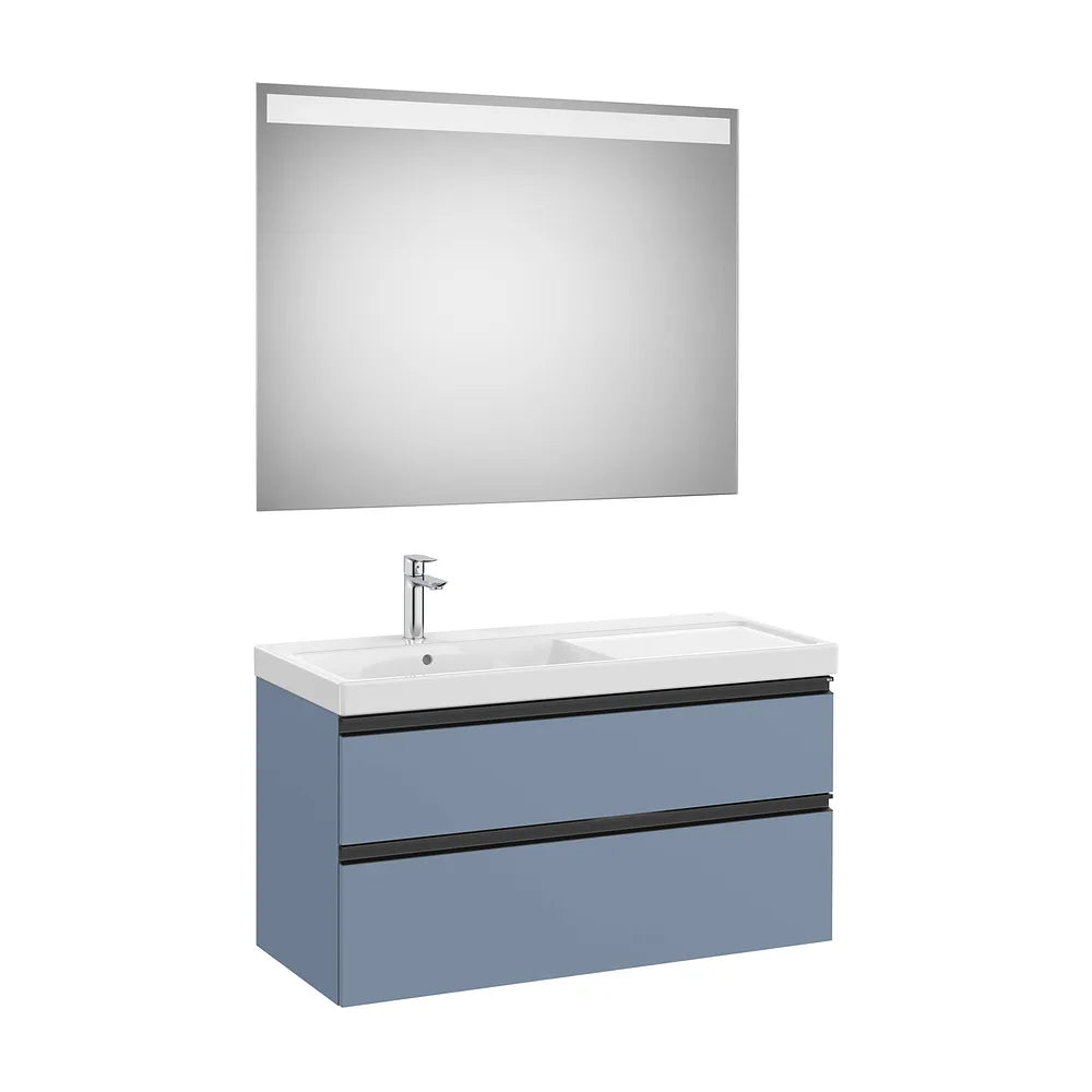 Pack mueble base dos cajones lavabo plus izquierda espejo LED 100x80 cm Roca - Vista 2