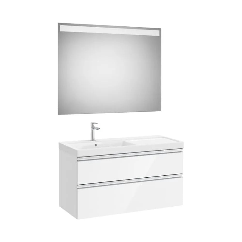 Pack mueble base dos cajones lavabo plus izquierda espejo LED 100x46x57 cm Roca - Vista 1