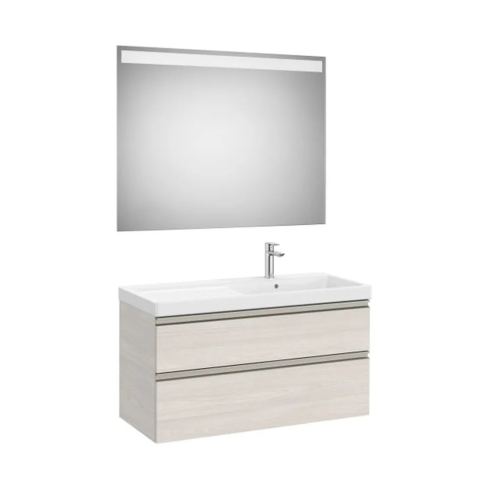 Pack mueble base dos cajones lavabo plus derecha espejo LED Eidos 100x46x57 cm Roca - Vista 1