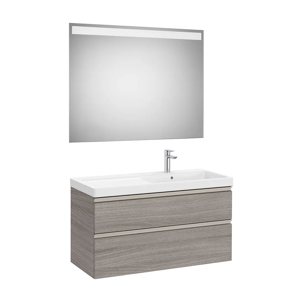 Pack mueble base dos cajones lavabo plus derecha espejo LED Eidos 100x46x57 cm Roca - Vista 2