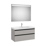 Pack mueble base dos cajones lavabo plus centrado espejo LED 100x46x57 cm Roca