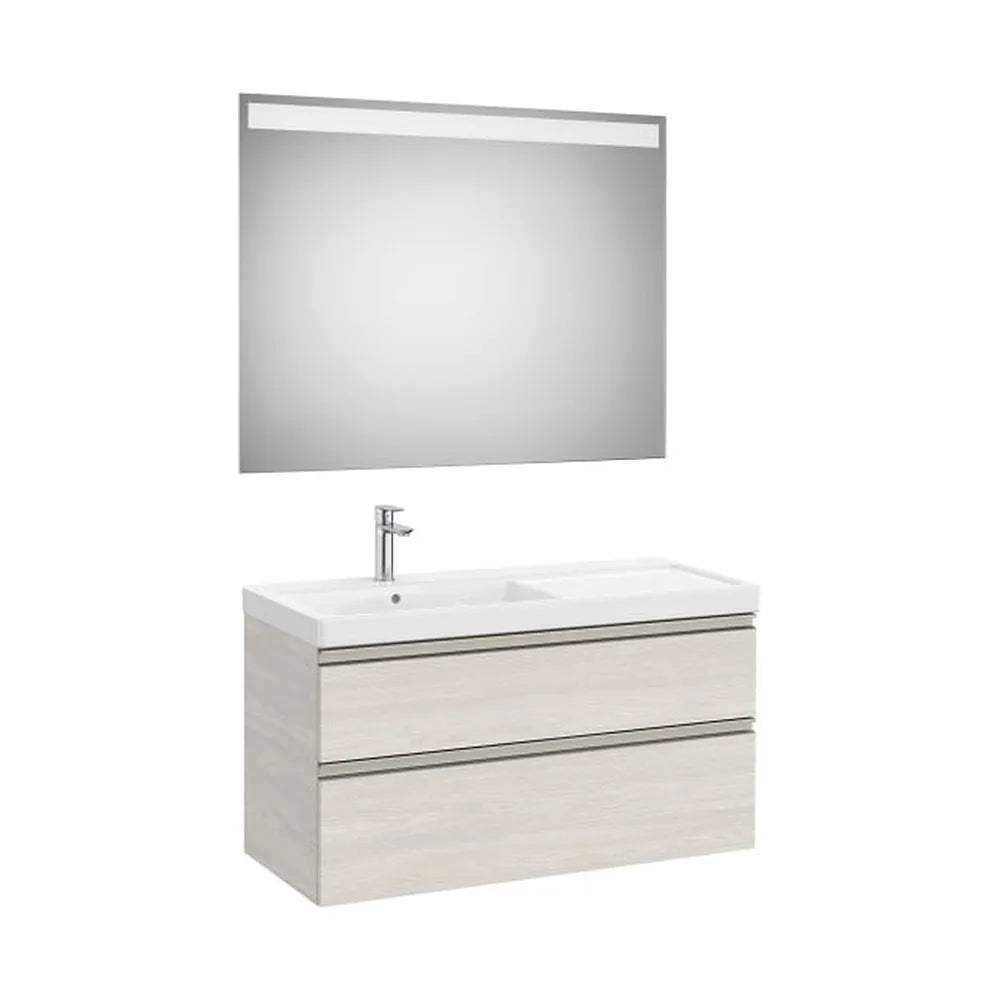 Pack mueble base dos cajones lavabo plus izquierda espejo LED Eidos 100x46x57 cm Roca - Vista 1
