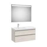 Pack mueble base dos cajones lavabo plus izquierda espejo LED Eidos 100x46x57 cm Roca