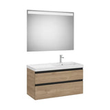 Pack mueble base dos cajones lavabo plus derecha espejo LED 100x46 cm Roca