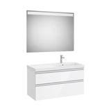 Pack mueble base dos cajones lavabo plus derecha espejo LED Eidos 100x46x57 cm Roca