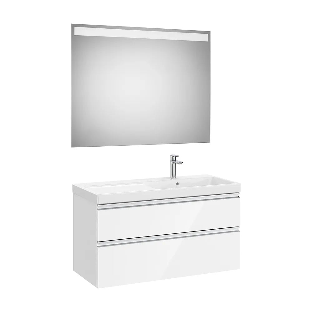 Pack mueble base dos cajones lavabo plus derecha espejo LED Eidos 100x46x57 cm Roca - Vista 2