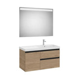 Mueble Base Asimétrico con 2 Cajones y Una Puerta Lavabo Plus Derecha Espejo Led Colección The Gap Roca