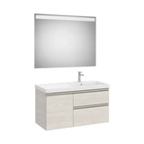 Móvel Base Assimétrico Com Lavatório Plus À Direita E Espelho Led 100x46x57cm Colección The Gap Roca