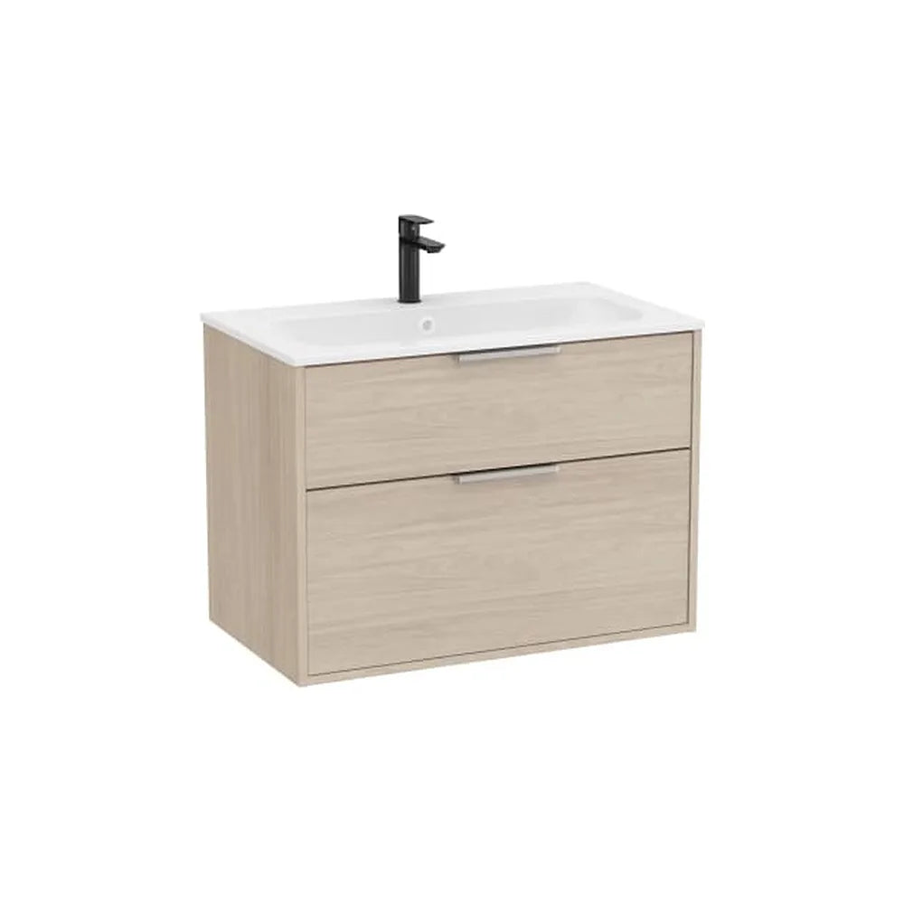 Mueble base suspendido con dos cajones y lavabo Stonex blanco 79x45x58 cm Roca - Vista 1