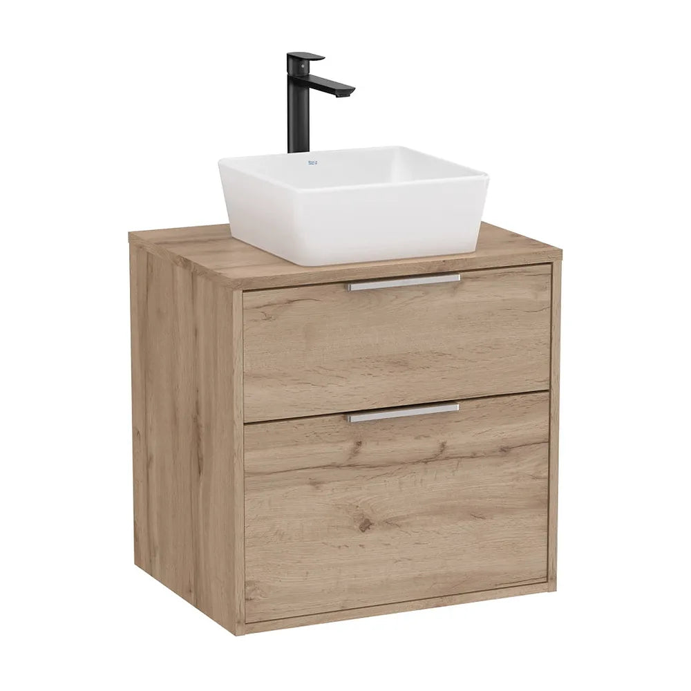 Mueble base dos cajones para lavabo sobre encimera 59x45x58 cm Nogal Roca - Vista 2