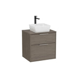 Mueble base dos cajones para lavabo sobre encimera 59x45x58 cm roble oscuro Roca