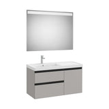Pack mueble base asimétrico dos cajones una puerta lavabo plus izquierda espejo LED 100x46x57 cm Roca