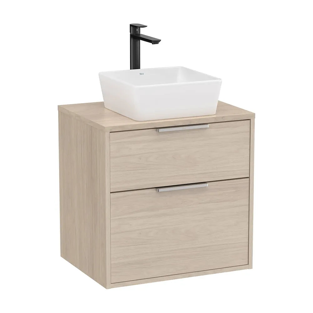 Mueble base dos cajones para lavabo sobre encimera 59x45x58 cm Fresno claro Roca - Vista 2