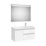 Asymmetric Base Unit Right Washbasin LED Mirror 100x46x57cm Eidos Collection Roca