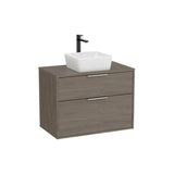 Mueble base dos cajones para lavabo sobre encimera 79x45x58 cm Roble oscuro Roca