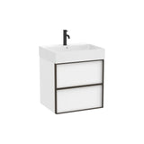 Mueble base suspendido con dos cajones y lavabo cuadrado Fineceramic Blanco mate 60x49x68 cm Roca