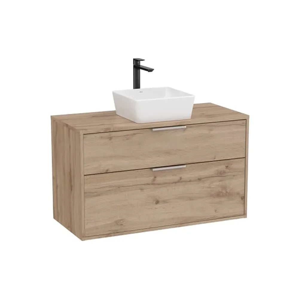 Mueble base dos cajones para lavabo sobre encimera color nogal 99x45x58 cm Roca - Vista 1