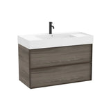Mueble base suspendido con dos cajones y lavabo cuadrado Fineceramic 100x49x68 cm Roca