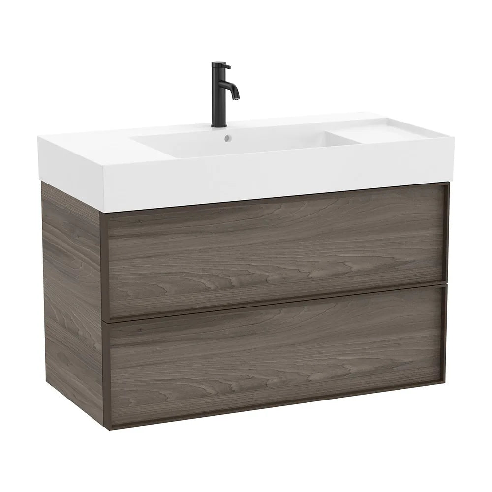 Mueble base suspendido con dos cajones y lavabo cuadrado Fineceramic 100x49x68 cm Roca - Vista 2
