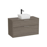 Mueble base dos cajones lavabo sobre encimera roble oscuro 99x45x58 cm Roca