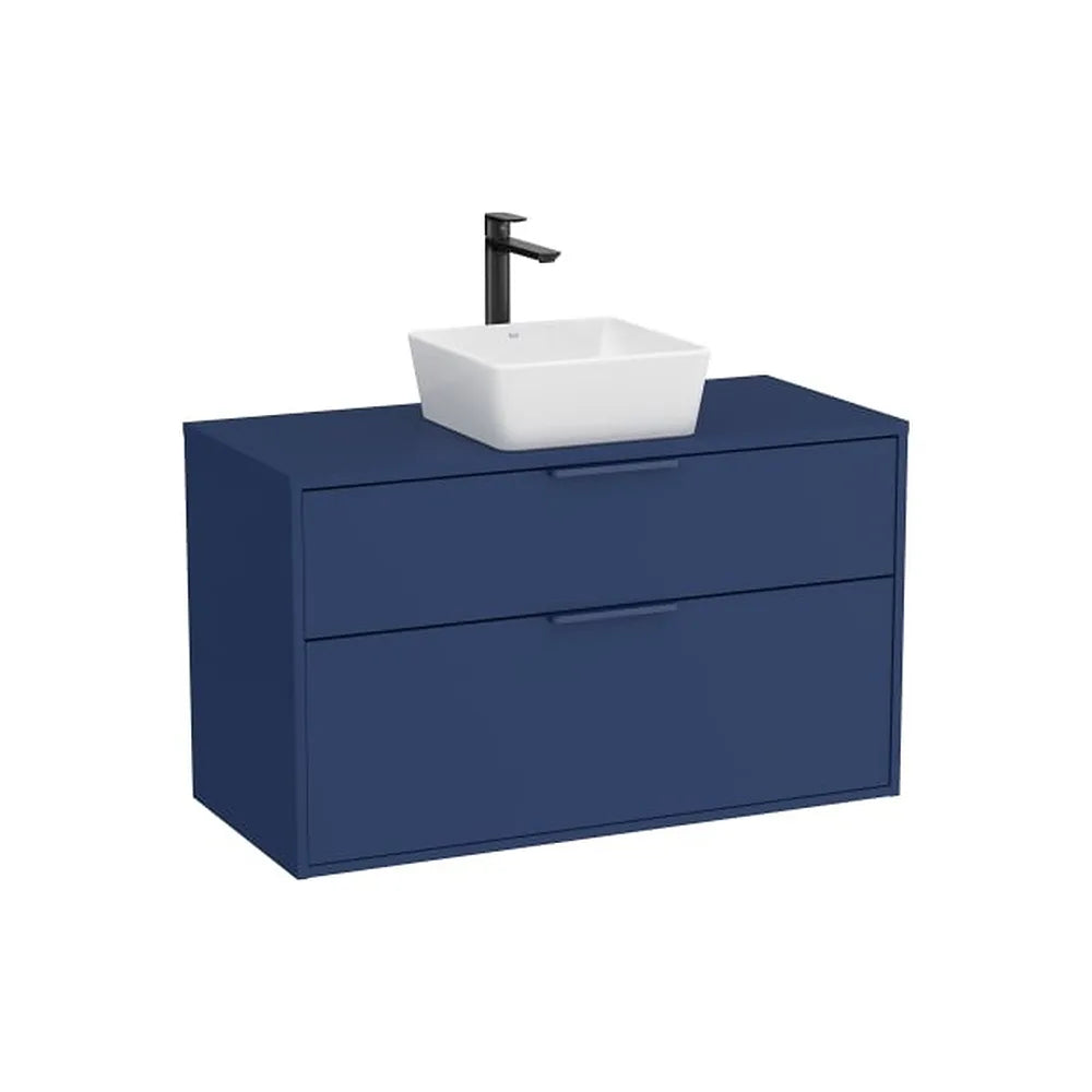 Mueble Base 2 Cajones para Lavabo Sobre Encimera Azul Acero 99x45x58cm Colección Unik Roca - Vista 1