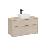 Mueble base dos cajones para lavabo sobre encimera 99x45x58 cm Fresno claro Roca