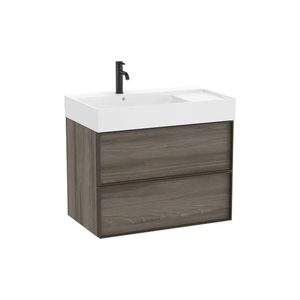 Mueble base suspendido con dos cajones y lavabo cuadrado Fineceramic 80x49x68 cm Roca - Vista 1