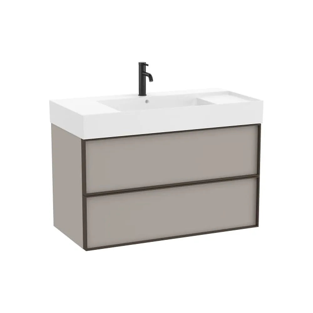 Mueble base suspendido con dos cajones y lavabo cuadrado Fineceramic 100x49x68 cm Roca - Vista 1