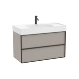 Móvel base suspenso com dois gavetões e lavatório quadrado Fineceramic 100 x 49 x 68,5 cm cor areia Roca